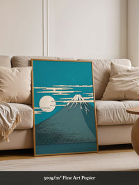 Berg Mond Illustration Türkis