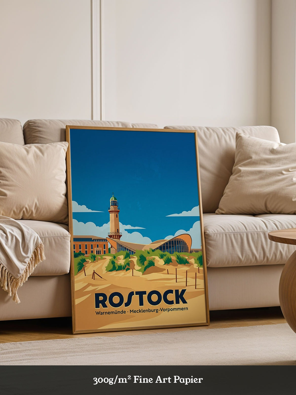 Rostock Leuchtturm Strand Illustration
