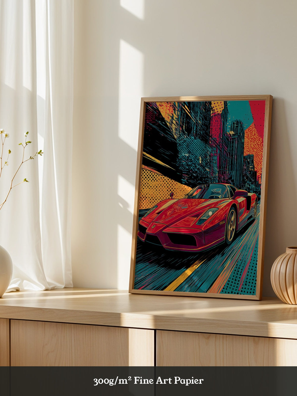 Roter Sportwagen Pop-Art Design