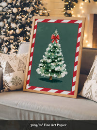 Weihnachtsbaum Aquarell Rot-Schleife