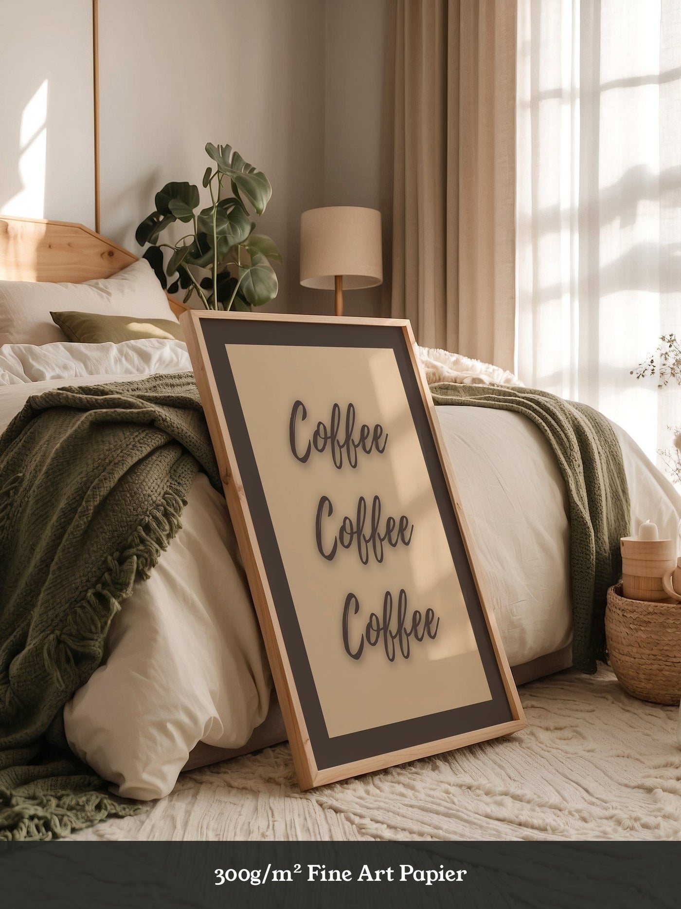 Kaffee Schriftzug Dreifach Braun