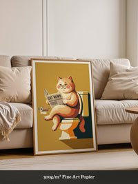 Lesender Kater auf Toilette Retro