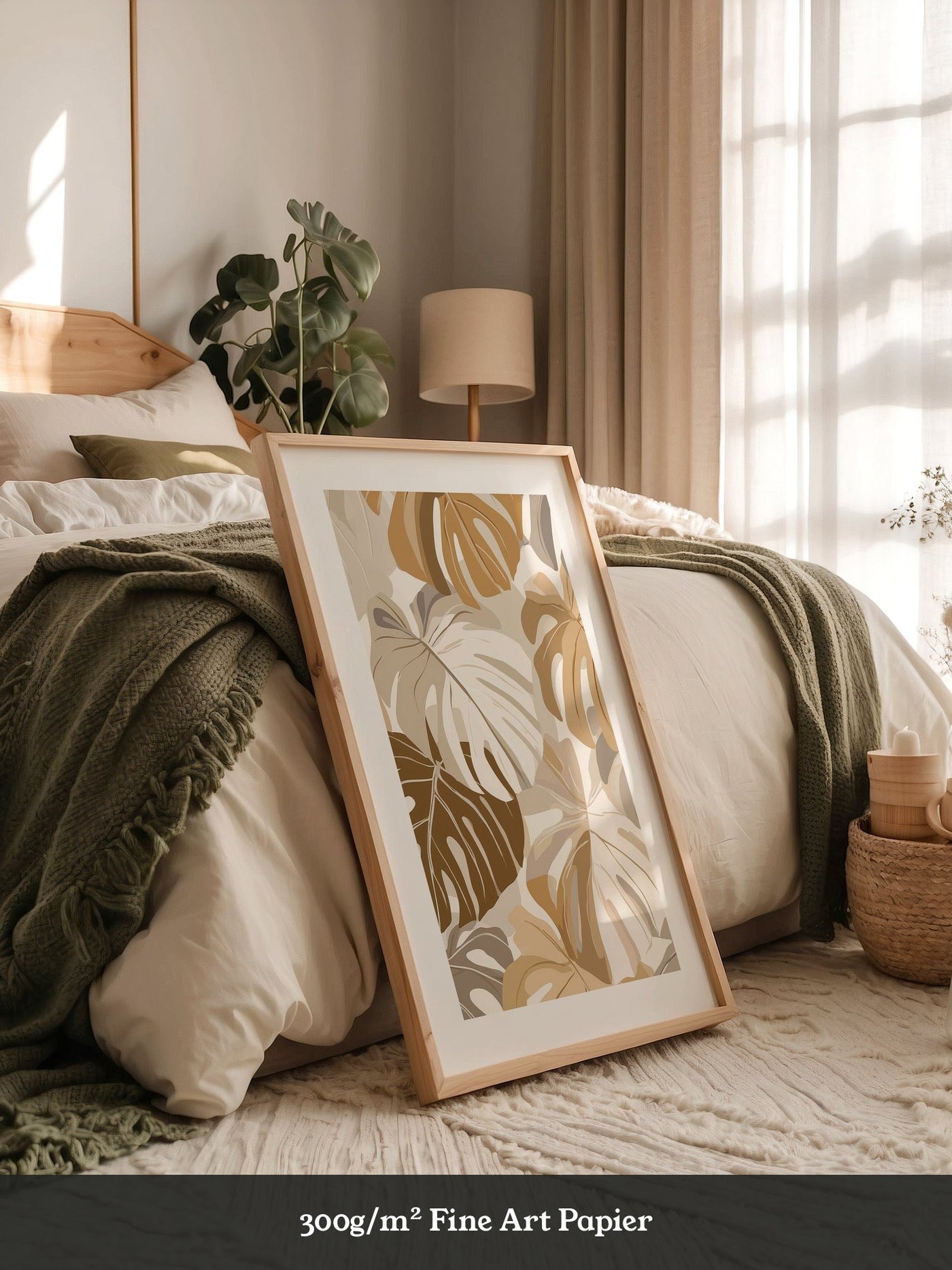 Monstera Blätter Pastell Braun