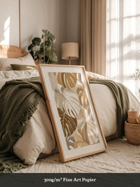 Monstera Blätter Pastell Braun