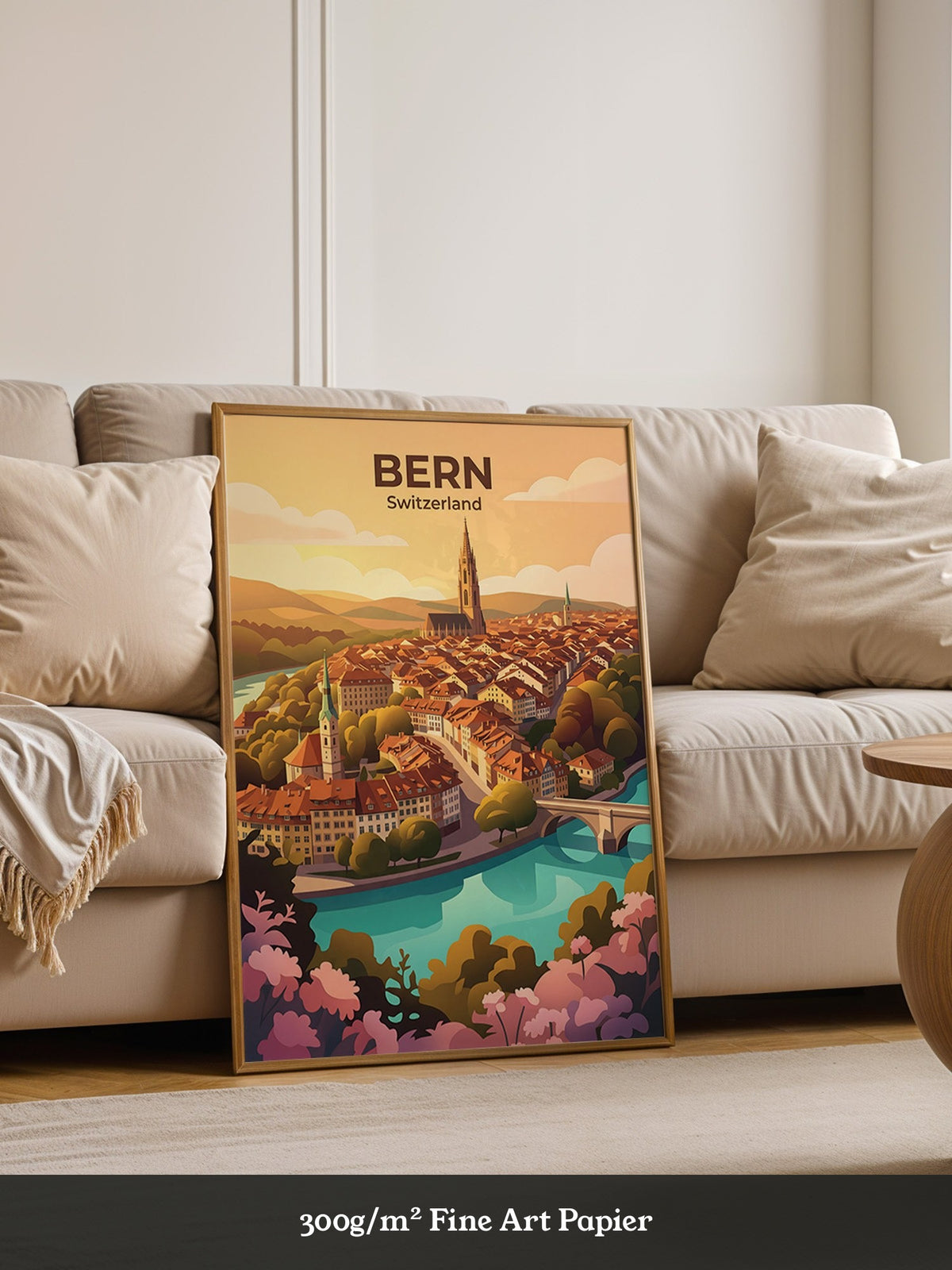 Bern Altstadt Sonnenaufgang Illustration