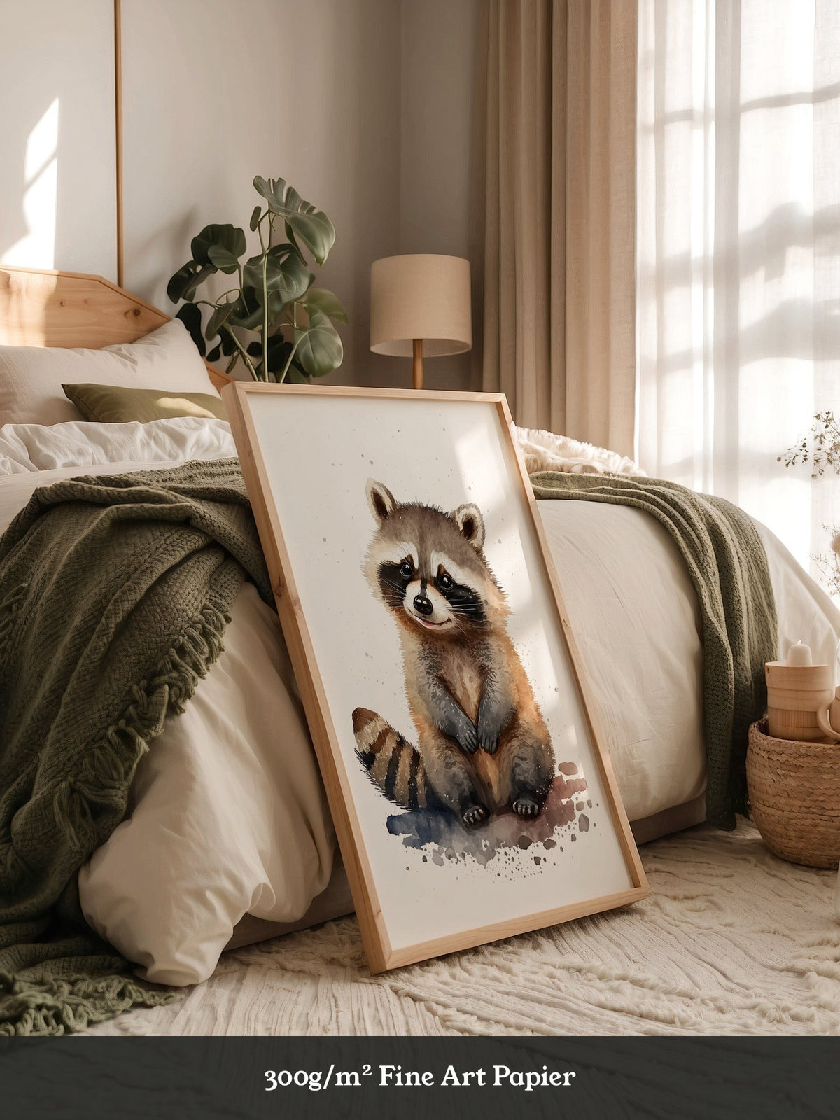 Waschbär Aquarell verspielt