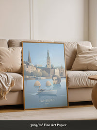Hamburg Skyline Pastell Illustration