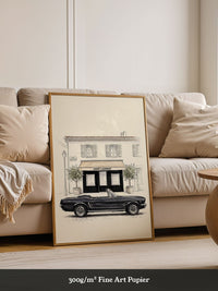 Elfer Cabrio Retro Schwarz-Weiß