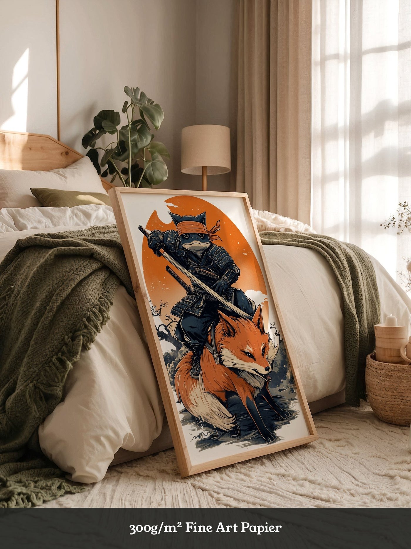 Fuchs Samurai Grafik Retro Hemiszenerie