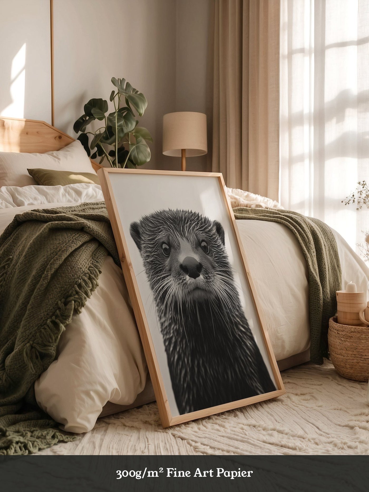 Otter Porträt Schwarzweiß