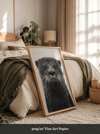 Otter Porträt Schwarzweiß
