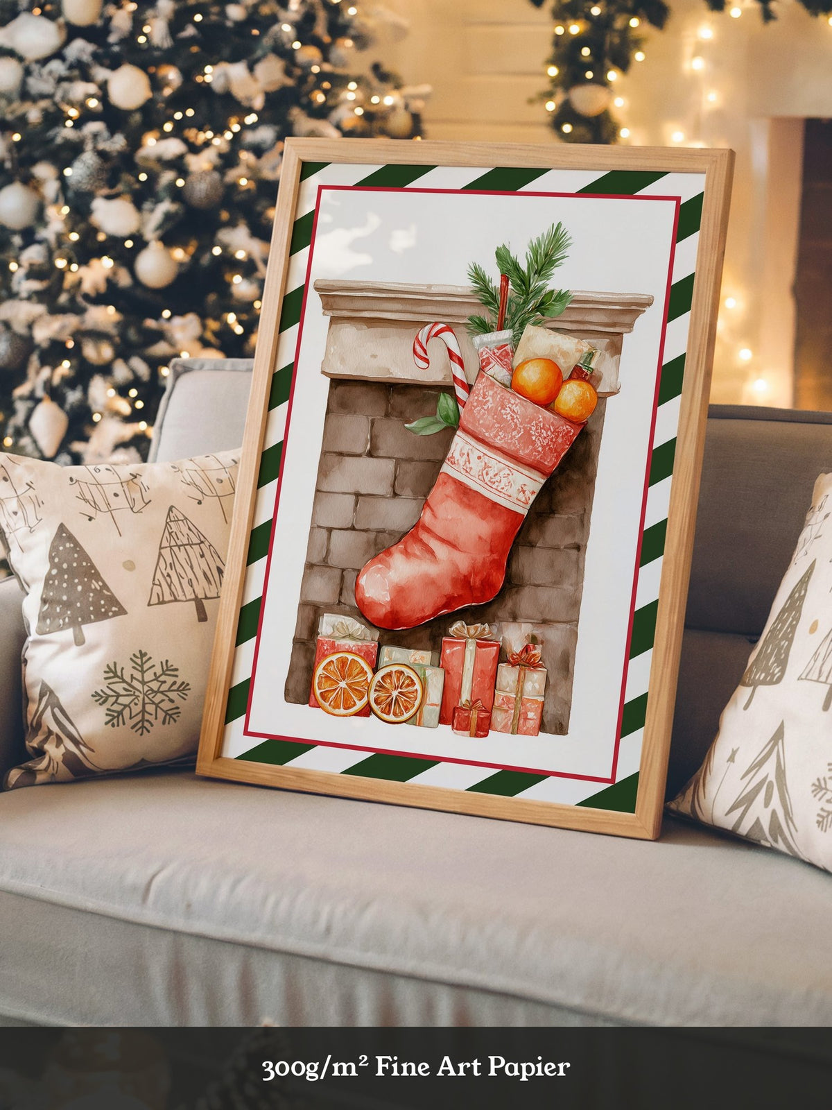 Weihnachtssocke Aquarell Klassik