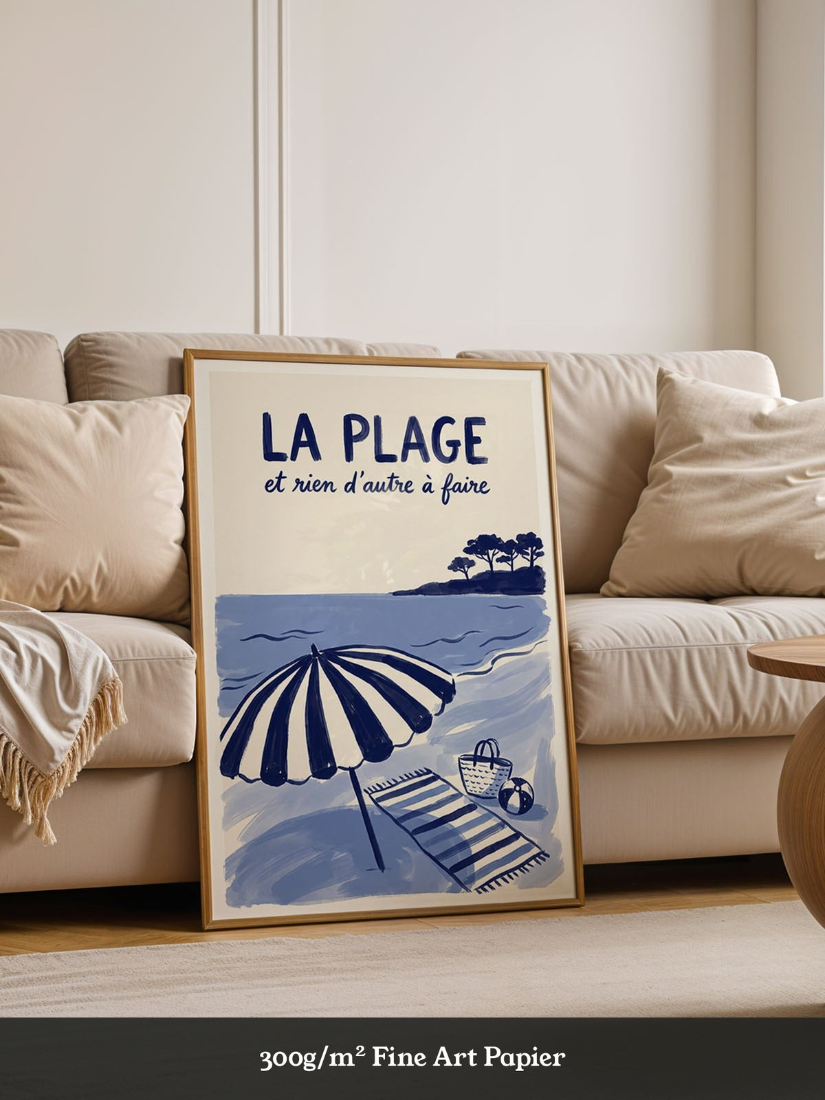 Strand Schirm Illustration Blau