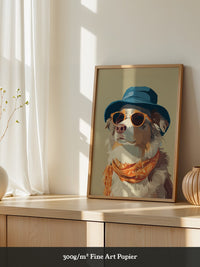Hund mit Hut und Sonnenbrille