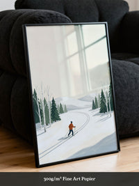 Skiläufer Winterwald Minimalistisch
