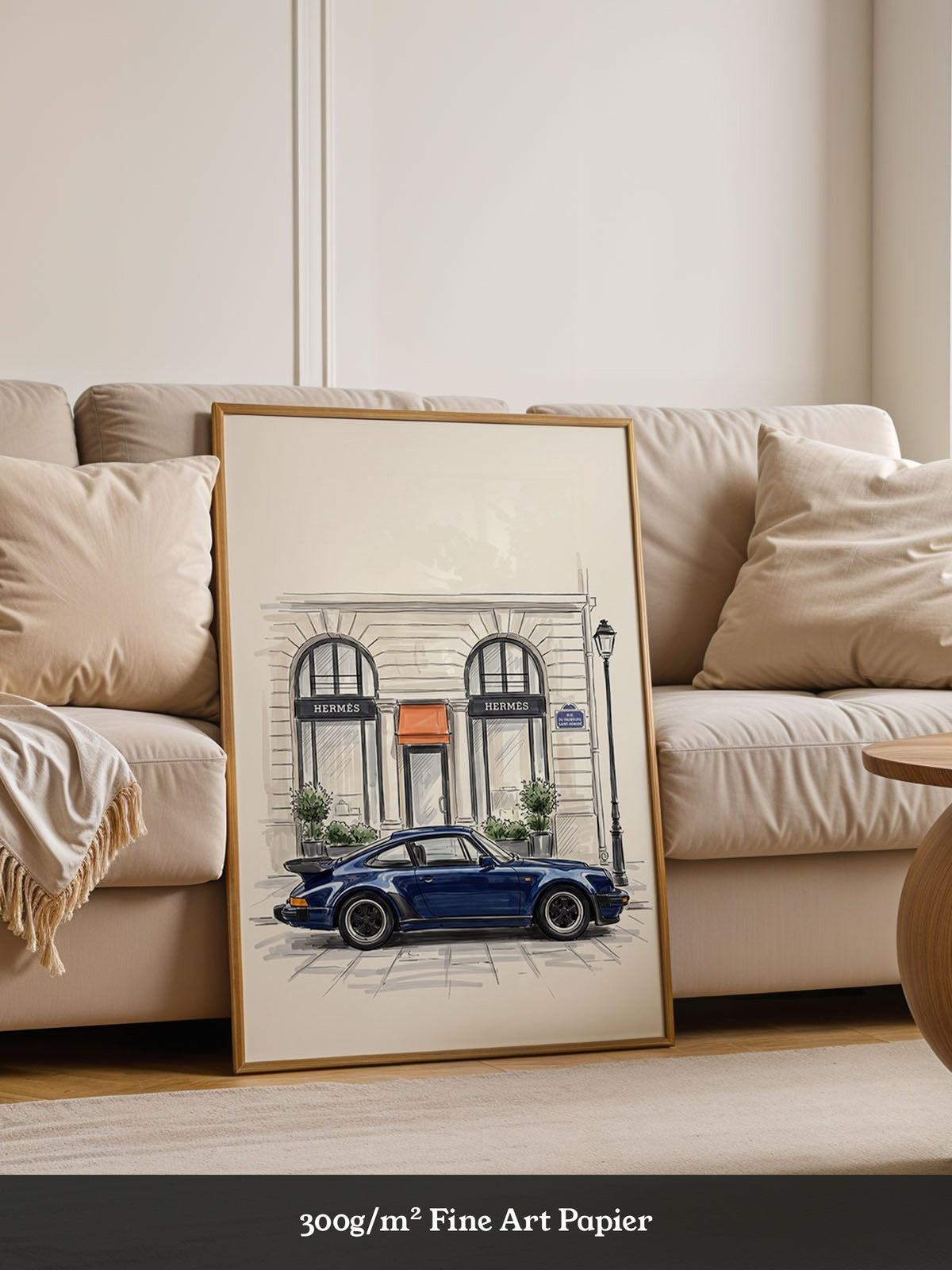 Blauer Sportwagen Paris Illustration