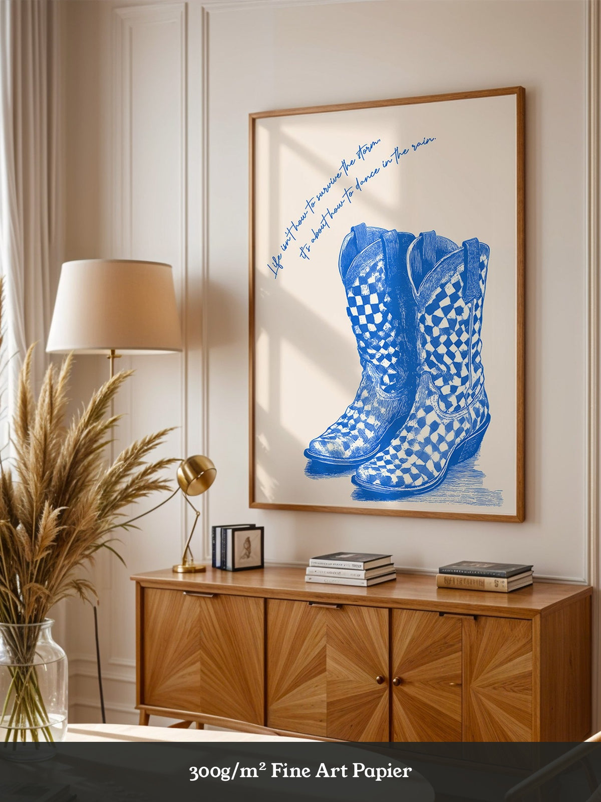 Cowboystiefel Schachbrett Blau