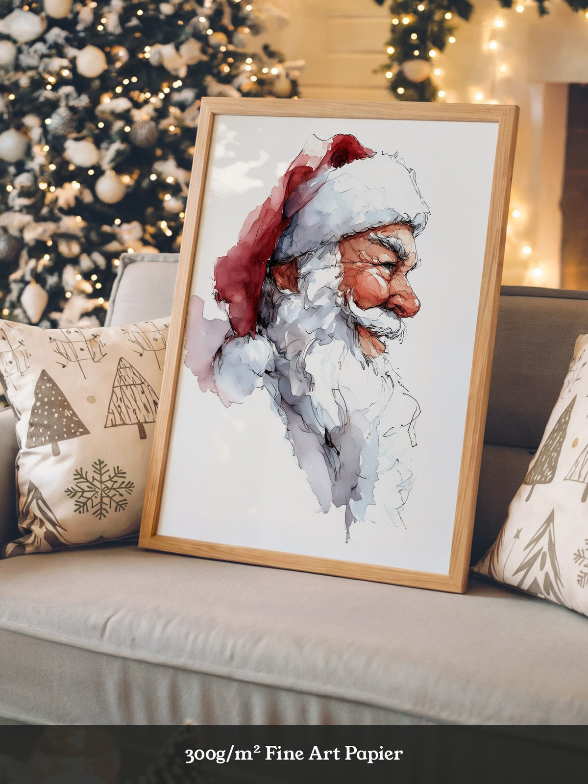 Weihnachtsmann Aquarell Profil