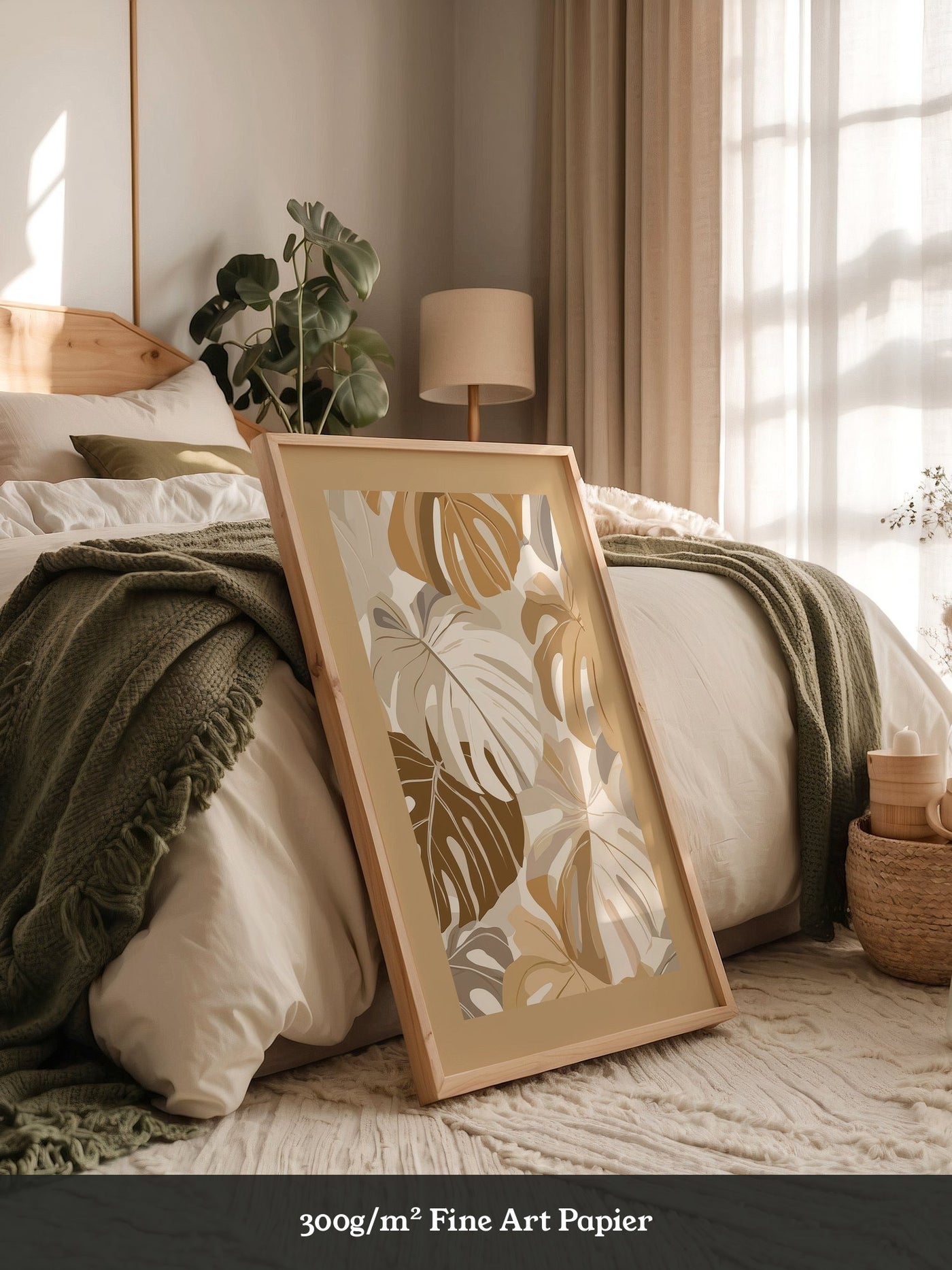 Monstera Blätter Beige Töne