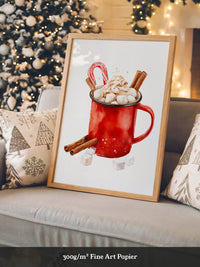 Rote Tasse Heißgetränk Weihnachtsstil