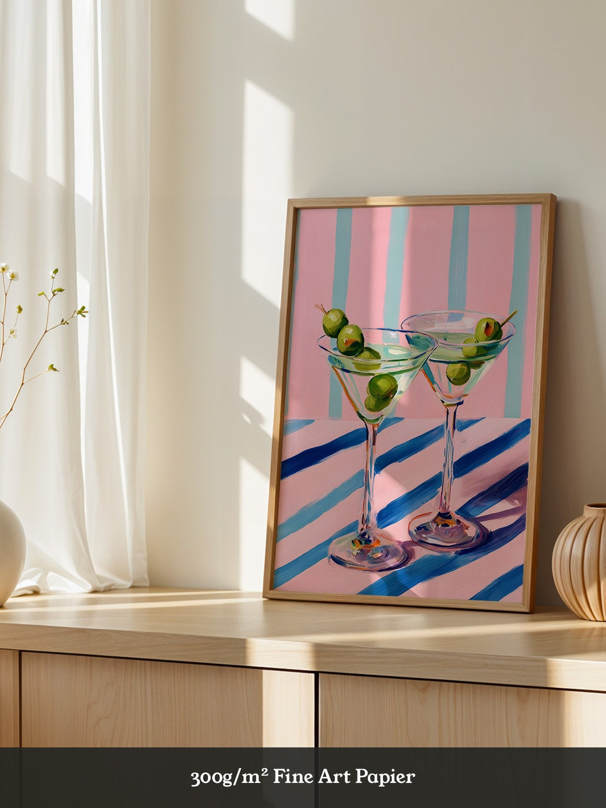 Cocktailgläser Oliven Pastellstreifen