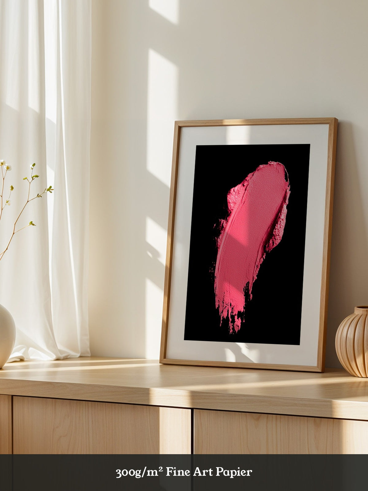 Pinker Pinselstrich Abstrakt Schwarz