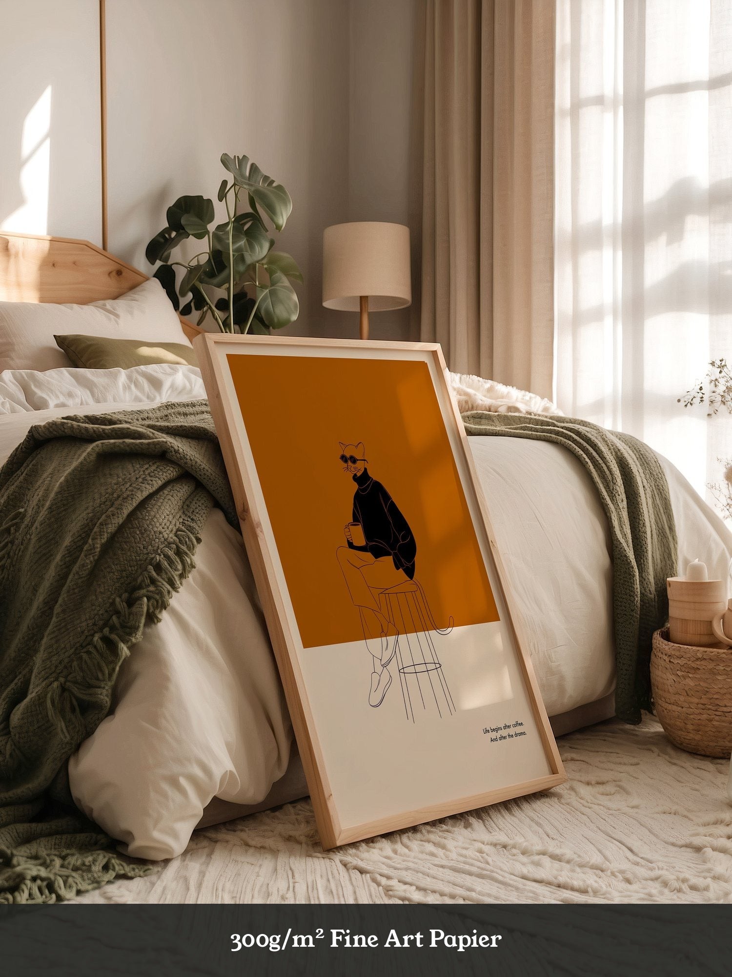 Katze mit Kaffee Retro-Look