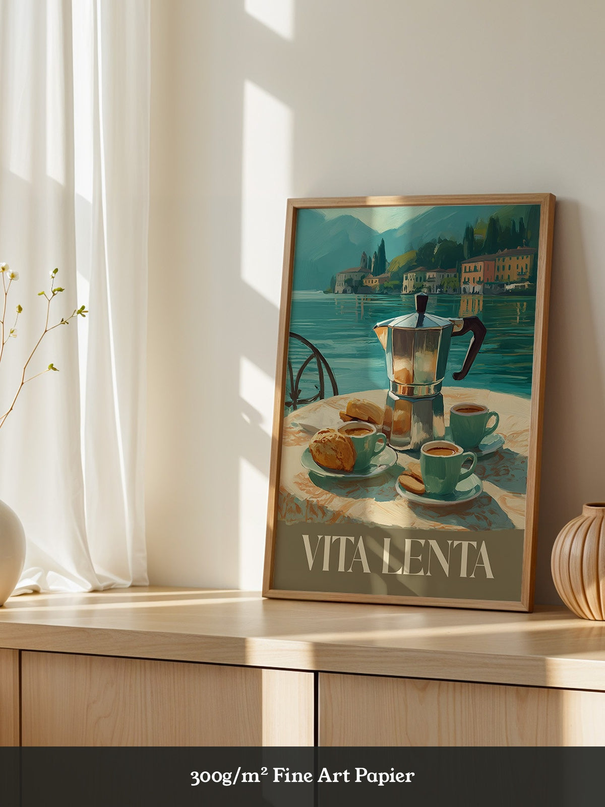 Kaffeekanne Seeufer Malerei