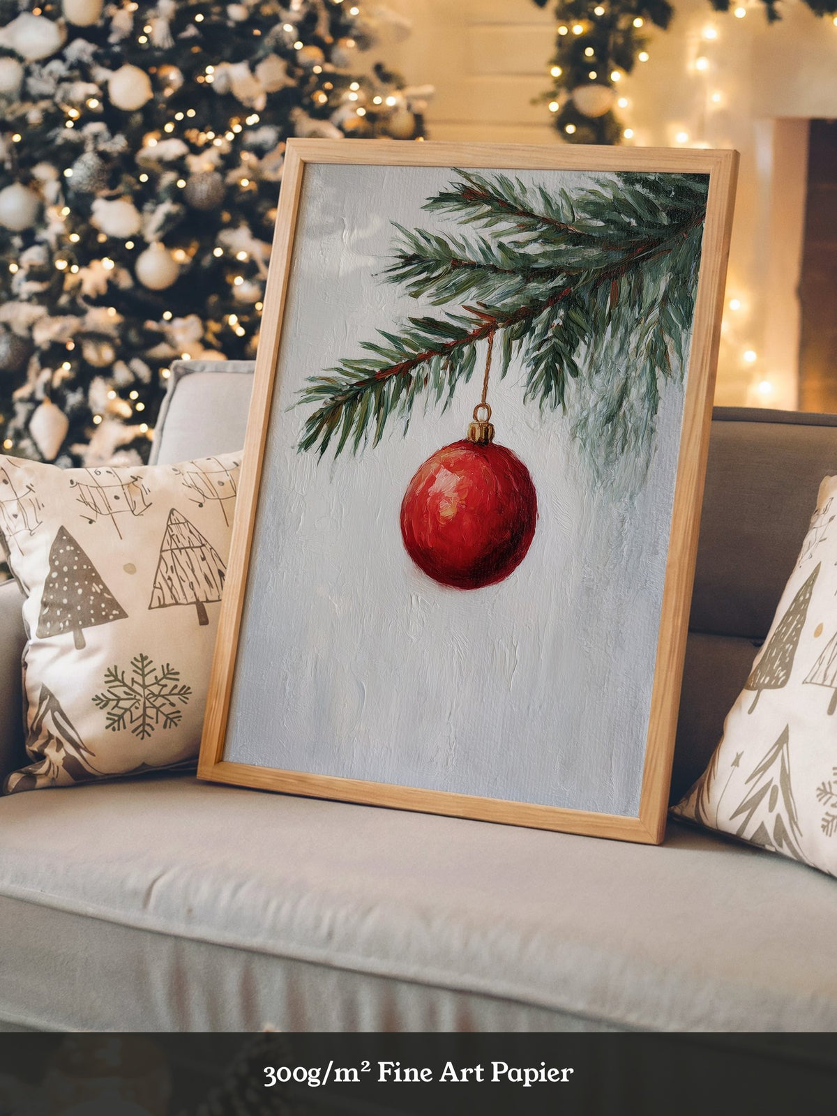 Weihnachtskugel Tannenzweig Malerei