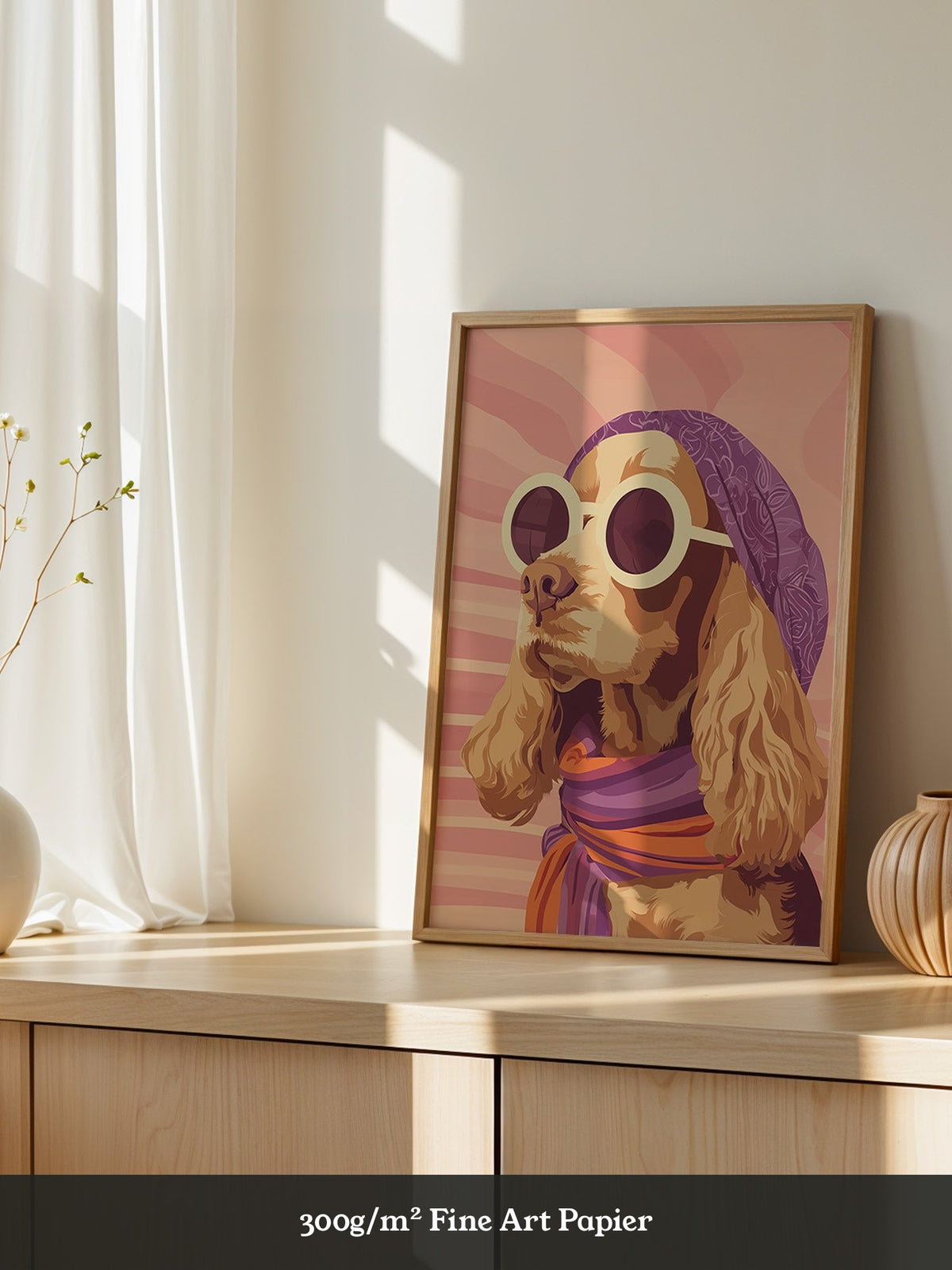 Hund mit Sonnenbrille Retro-Look