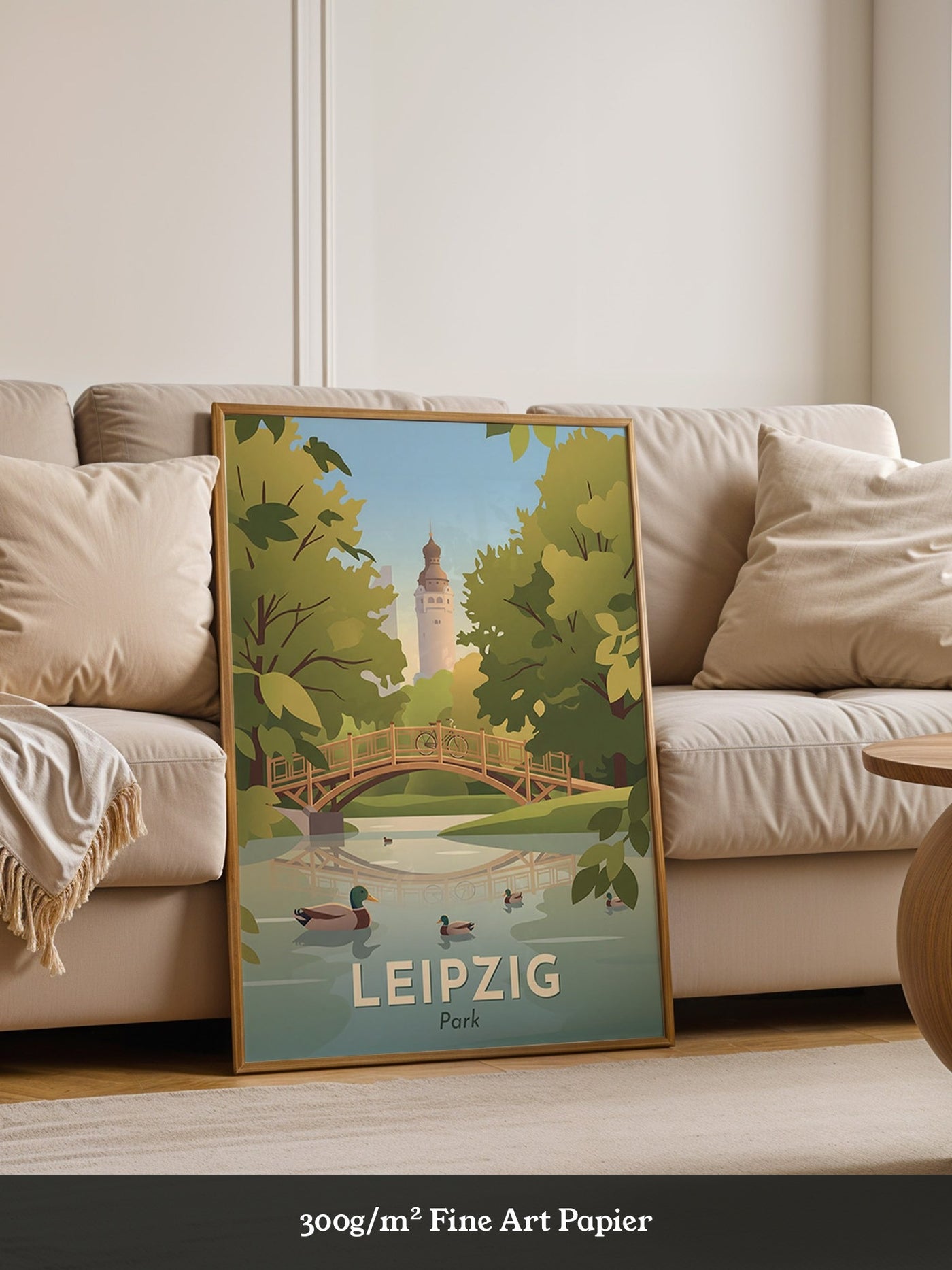 Leipzig Park Brücke Sommerillustration