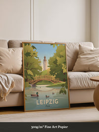 Leipzig Park Brücke Sommerillustration