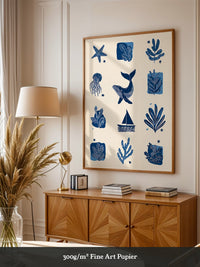 Marine Muster Blau Vintage