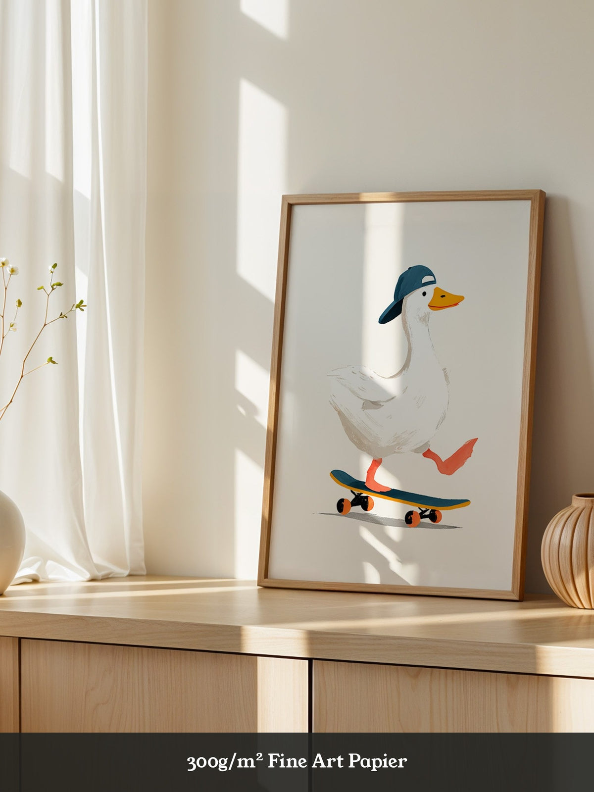 Ente Skateboard Mütze Illustration