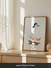 Ente Skateboard Mütze Illustration