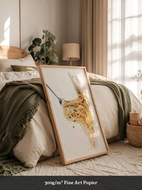 Spaghetti Gabel Aquarell