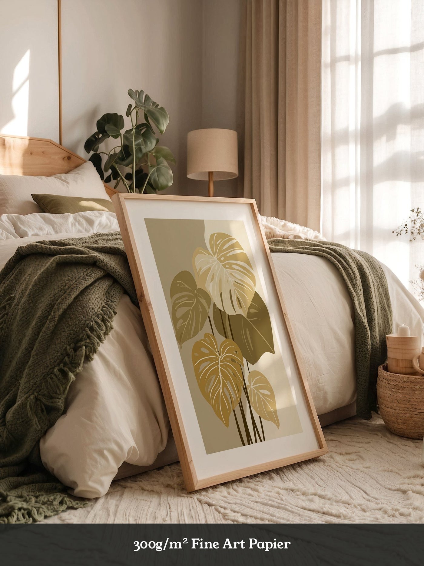 Monstera Blätter Beige Töne