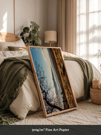 Winterbaum Berglandschaft Goldlicht