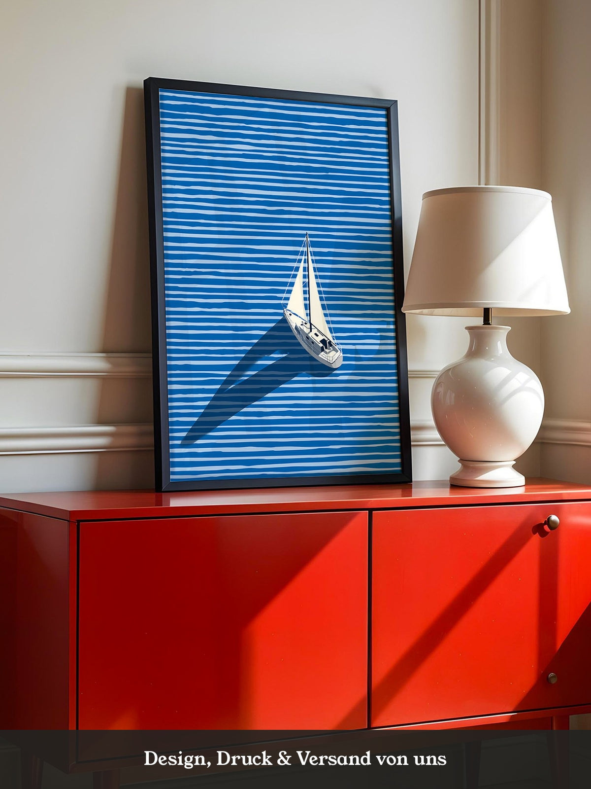 Segelboot Blaue Linien Schatten