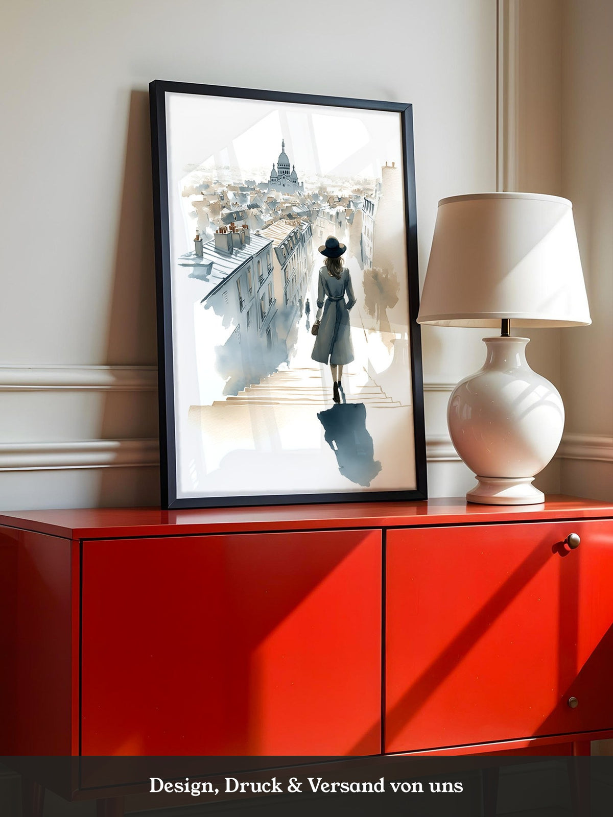 Frau in Paris Aquarellperspektive