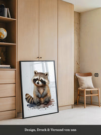 Waschbär Aquarell verspielt