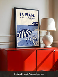 Strand Schirm Illustration Blau