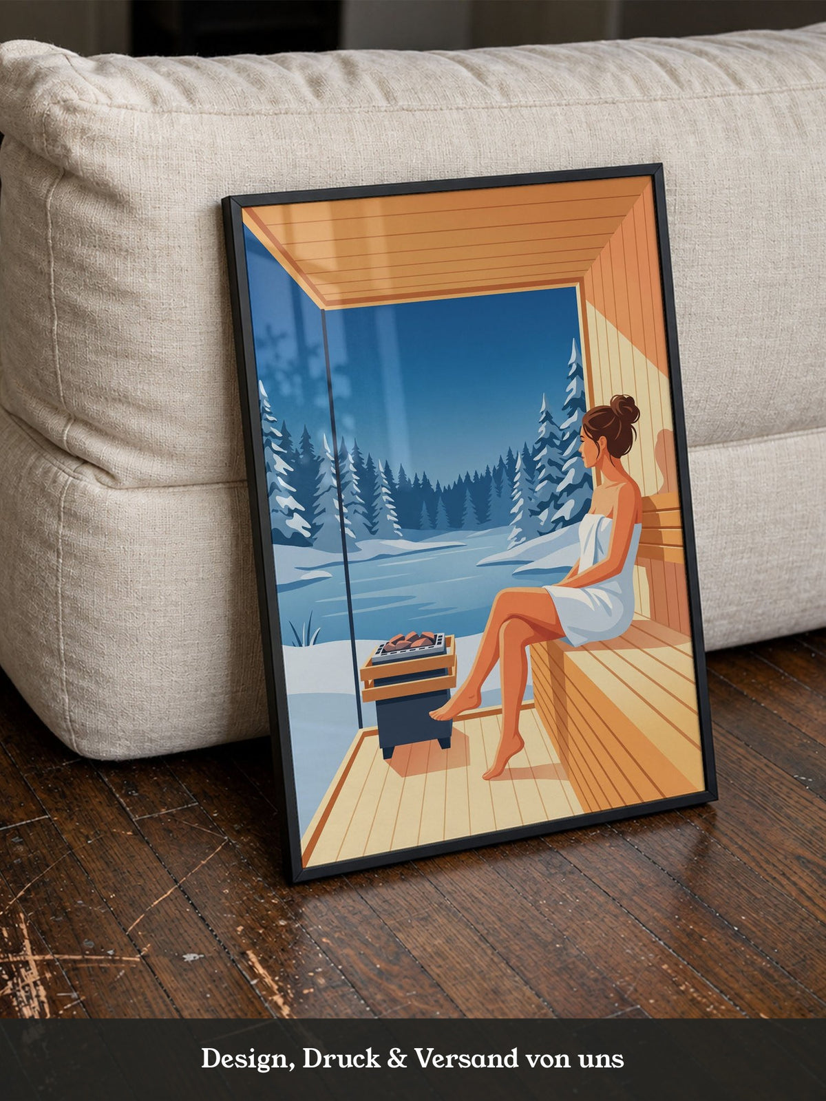 Sauna Ausblick Winterlandschaft
