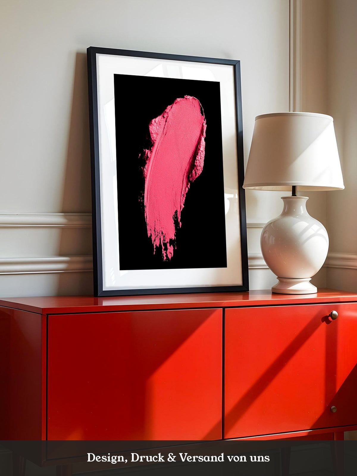 Pinker Pinselstrich Abstrakt Schwarz