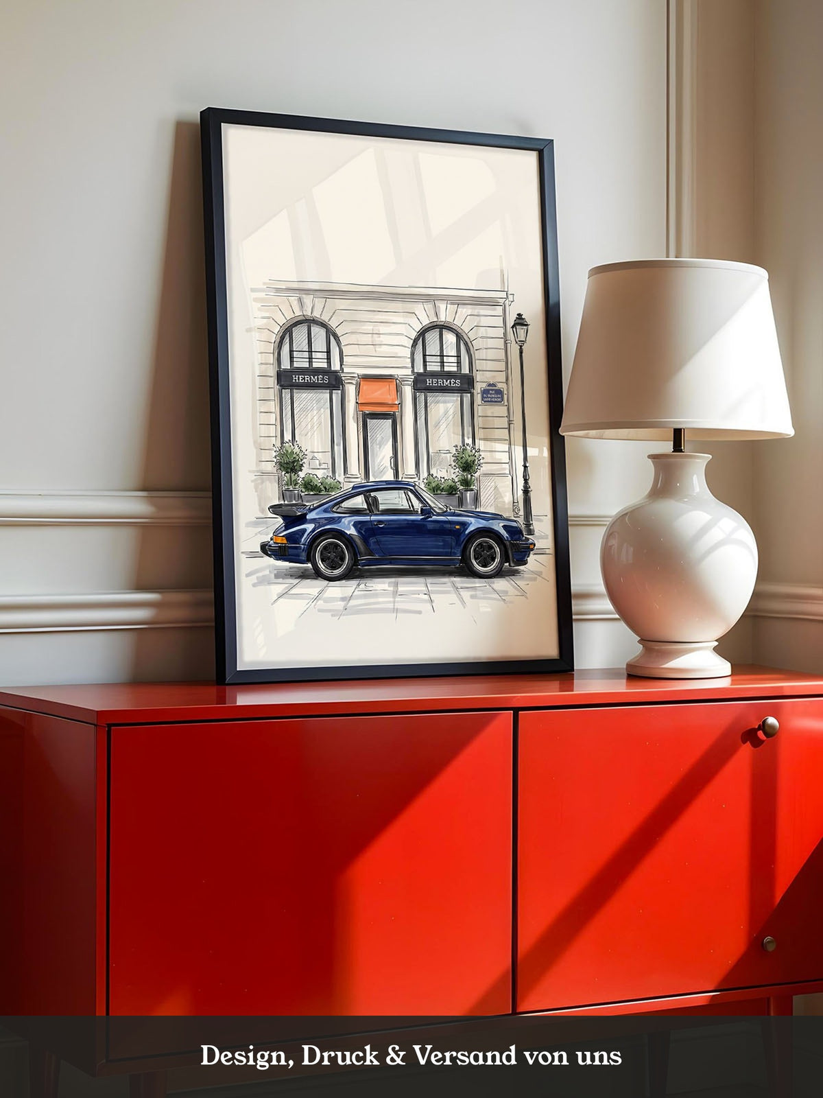 Blauer Sportwagen Paris Illustration