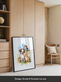 Welpen Kitten Landhaus Aquarell