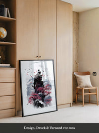 Samurai mit Kirschblüten Aquarell