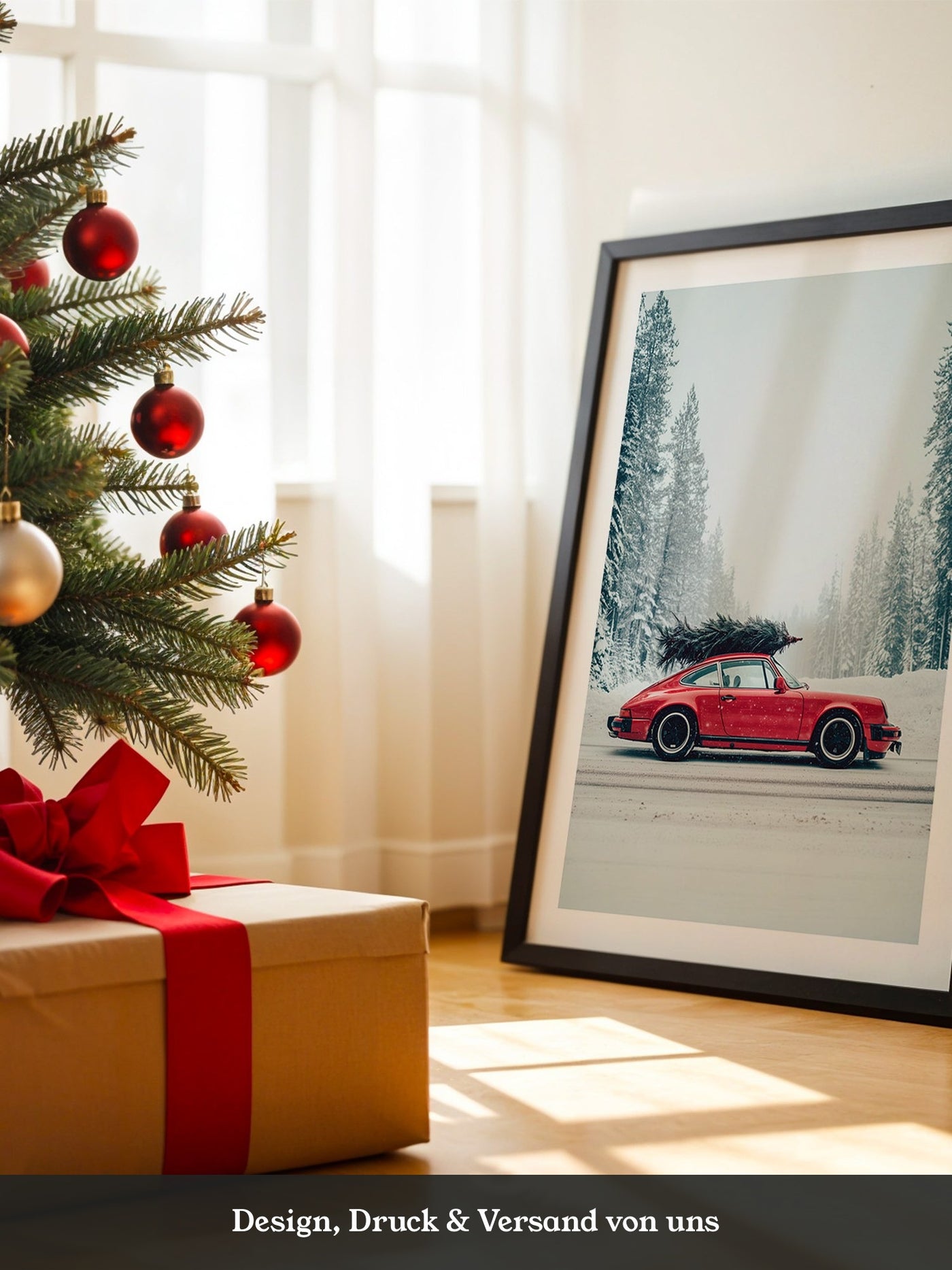 Porsche Winterlandschaft Rot