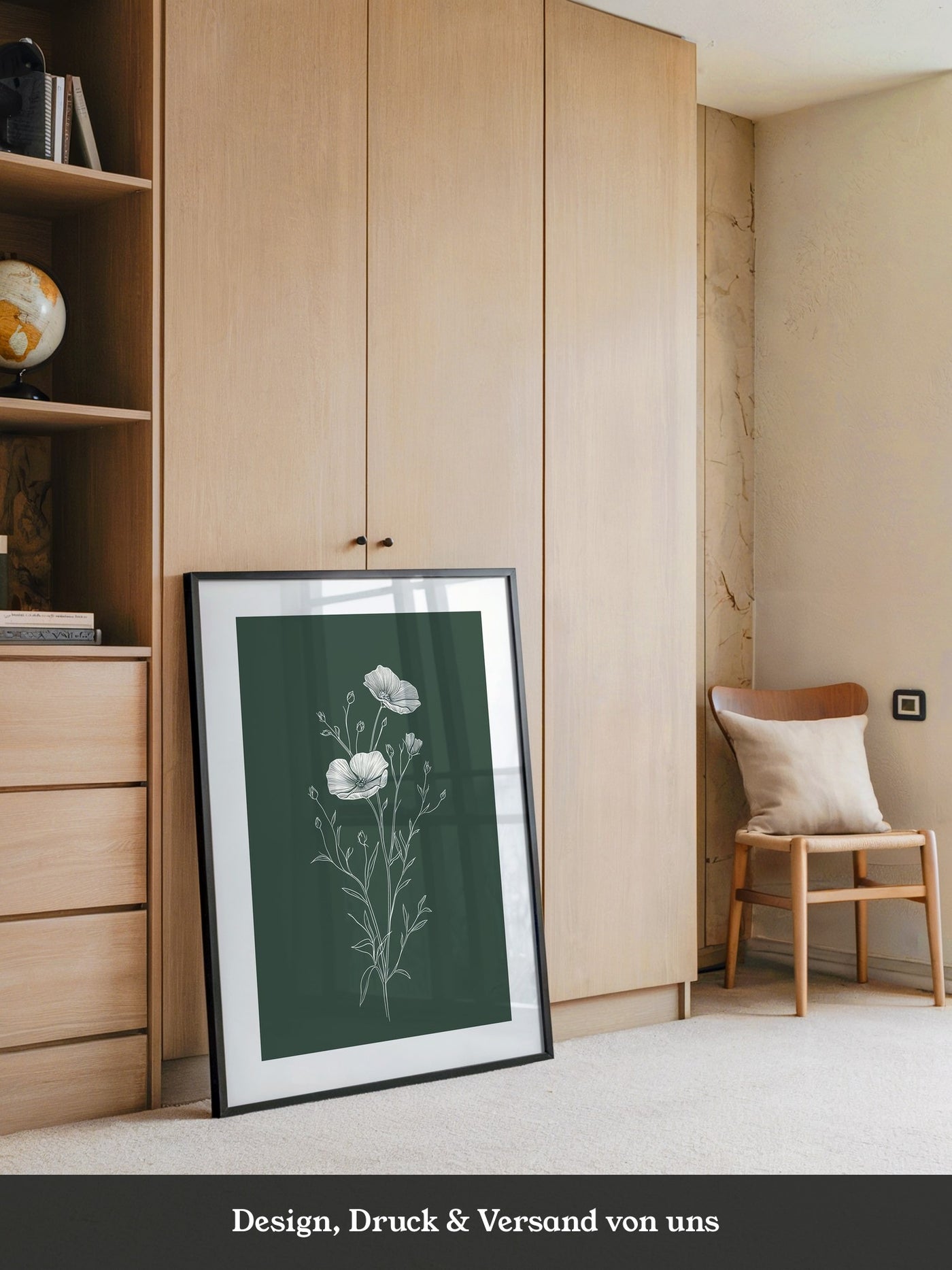 Mohnblumen minimalistisch grün