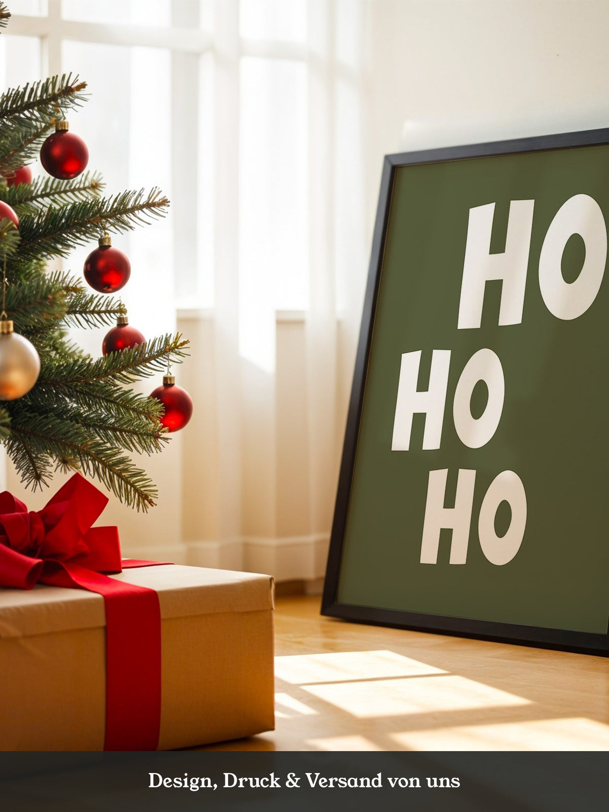 Ho Ho Ho Schriftzug Olivgrün